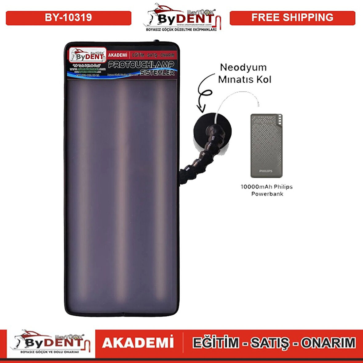 Pdr Boyasız Göçük Düzeltme Şarjlı 3 Ledli Küçük Lamba Mıknatıslı 45x18