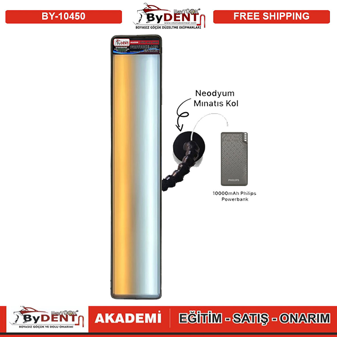 Pdr Boyasız Göçük Düzeltme Şarjlı 2 Ledli Uzun Lamba Mıknatıslı 70x12