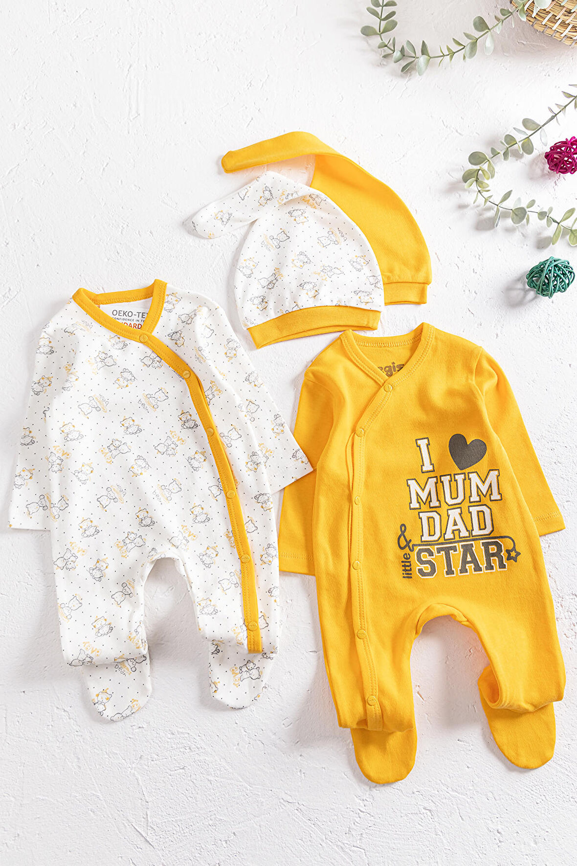 I Love Mum & Dad Baskılı 2'li Bebek Tulum Takım