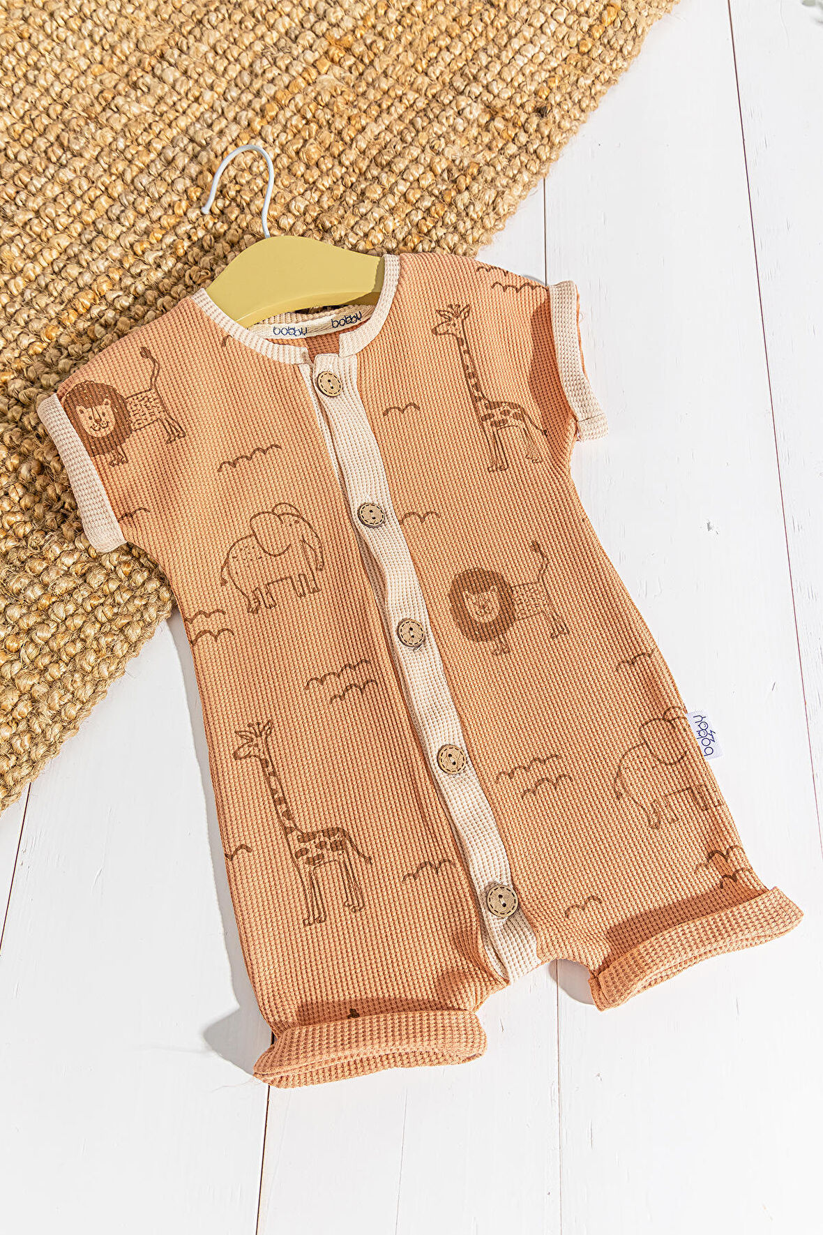 Figürlü Önden Düğmeli Erkek Bebek Tulum