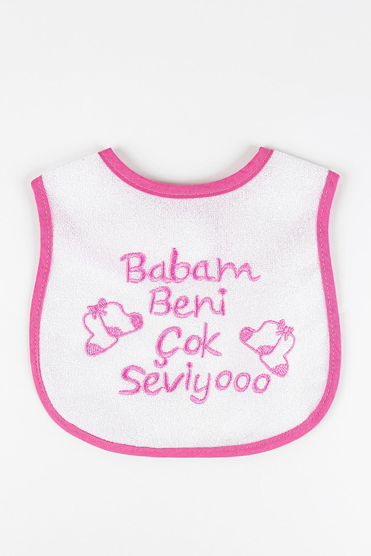 Babam Beni Çok Seviyo Yazılı Kız Bebek Mama Önlüğü