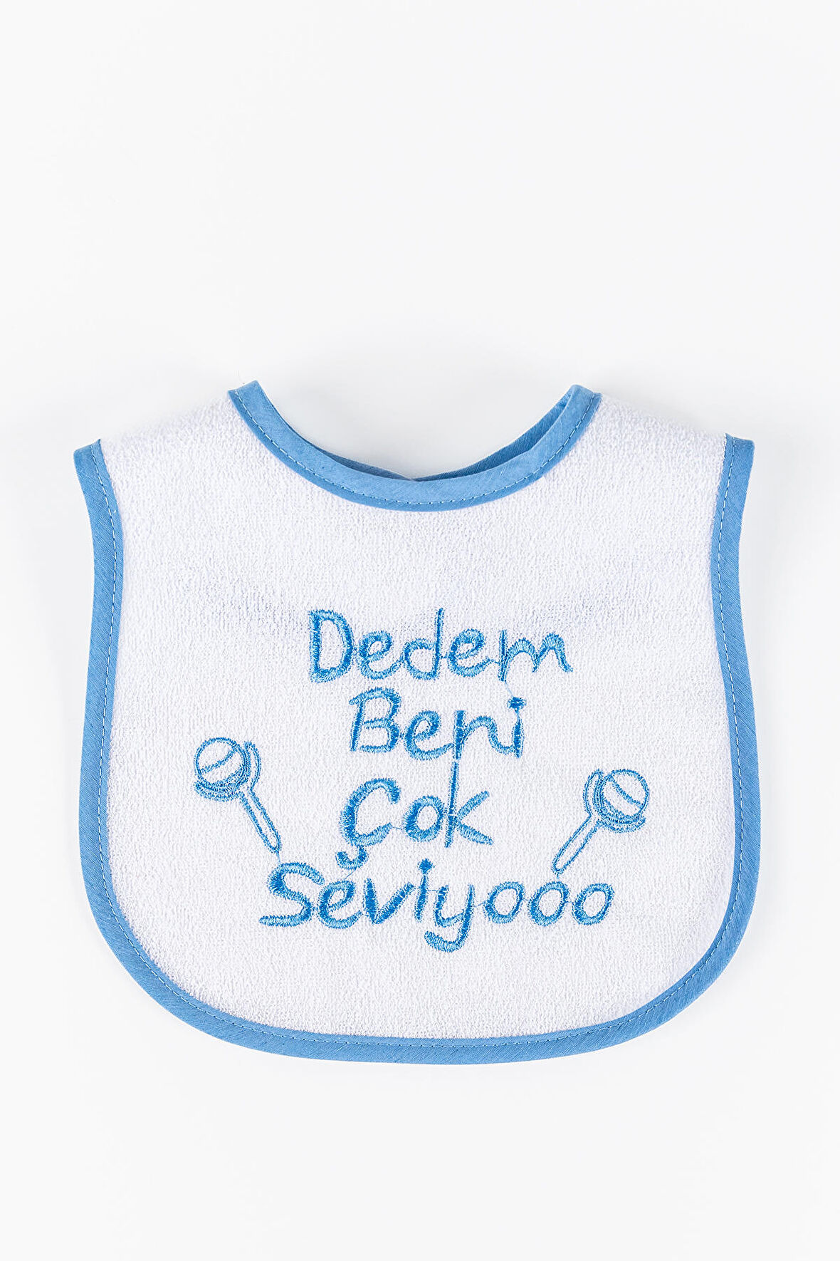 Dedem Beni Çok Seviyo Yazılı Erkek Bebek Su Geçirmez Mama Önlüğü
