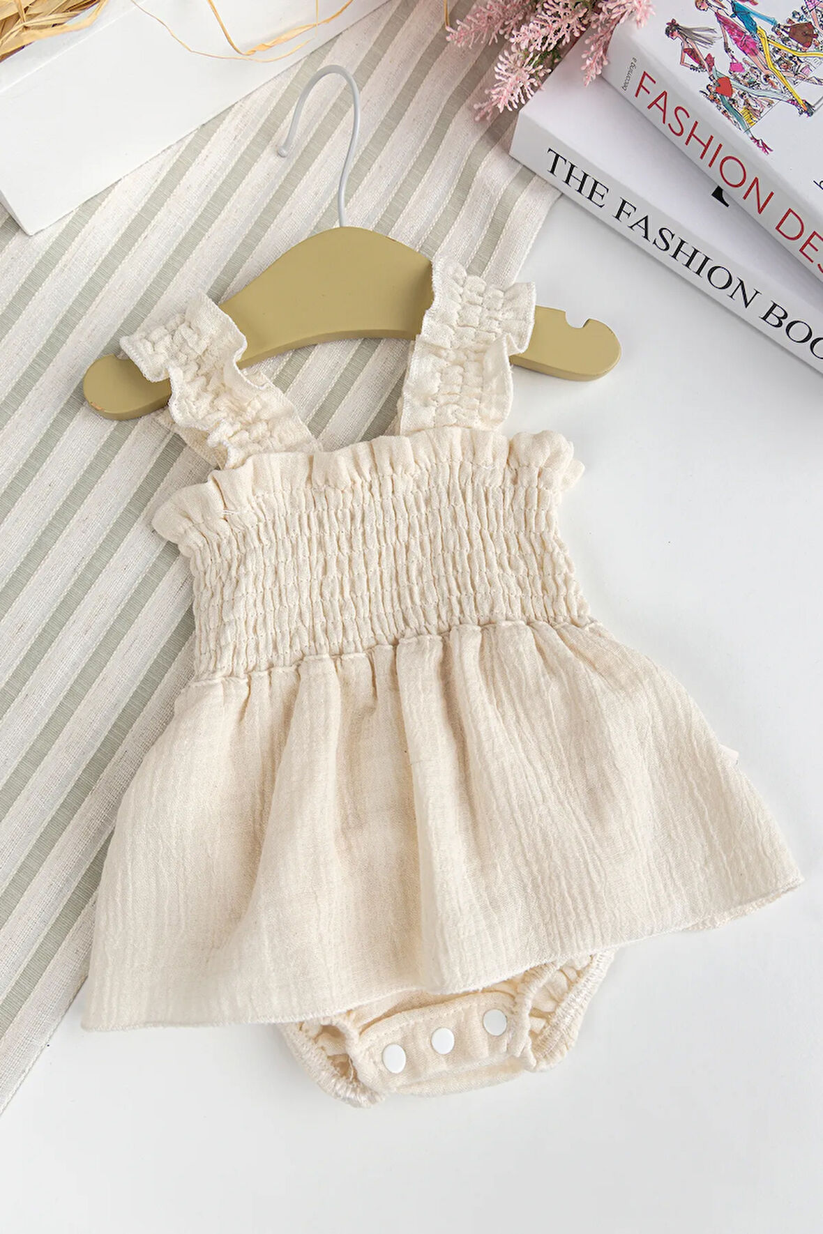  Müslin %100 Pamuk Kız Bebek Askılı Yazlık Elbise 