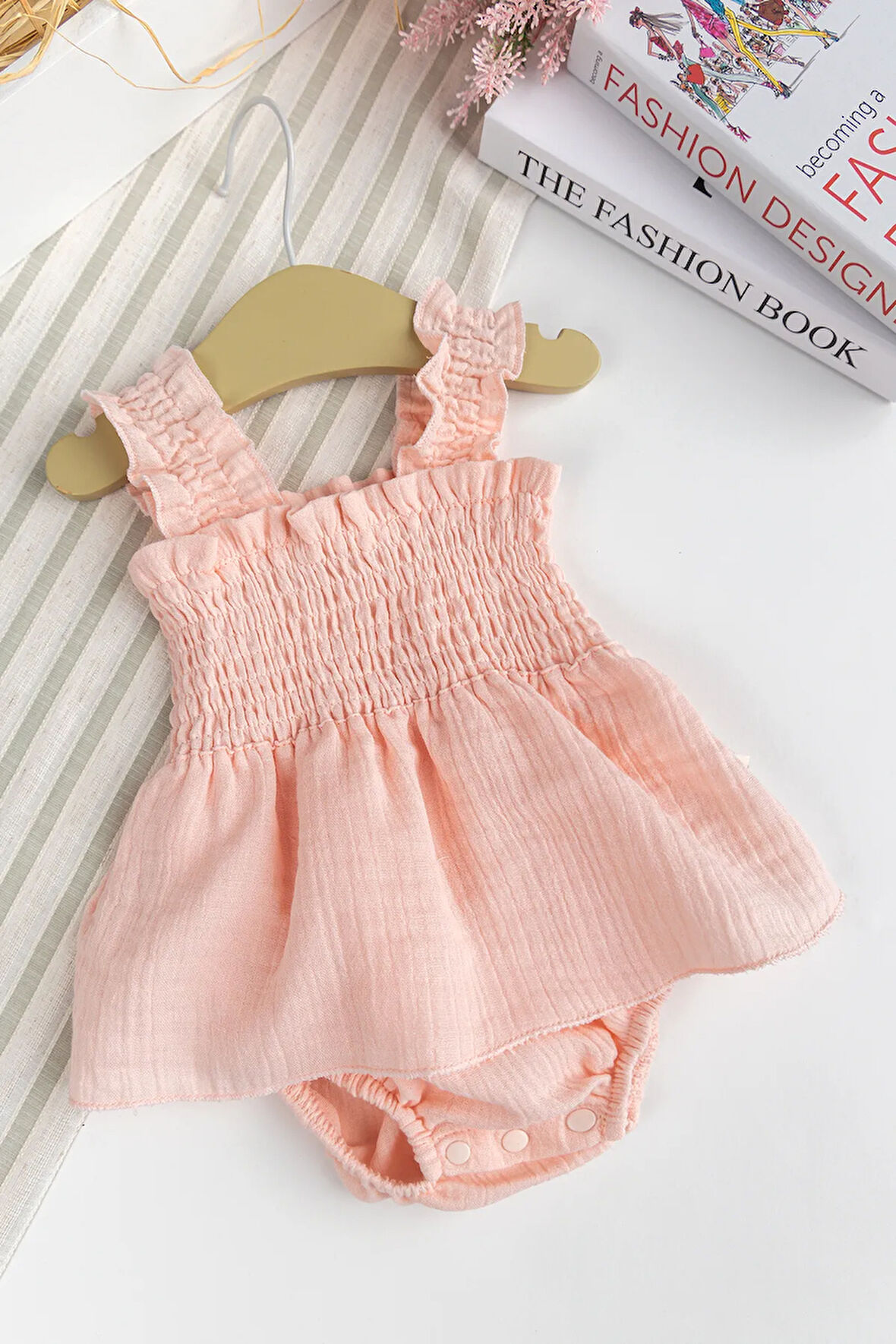  Müslin %100 Pamuk Kız Bebek Askılı Yazlık Elbise 