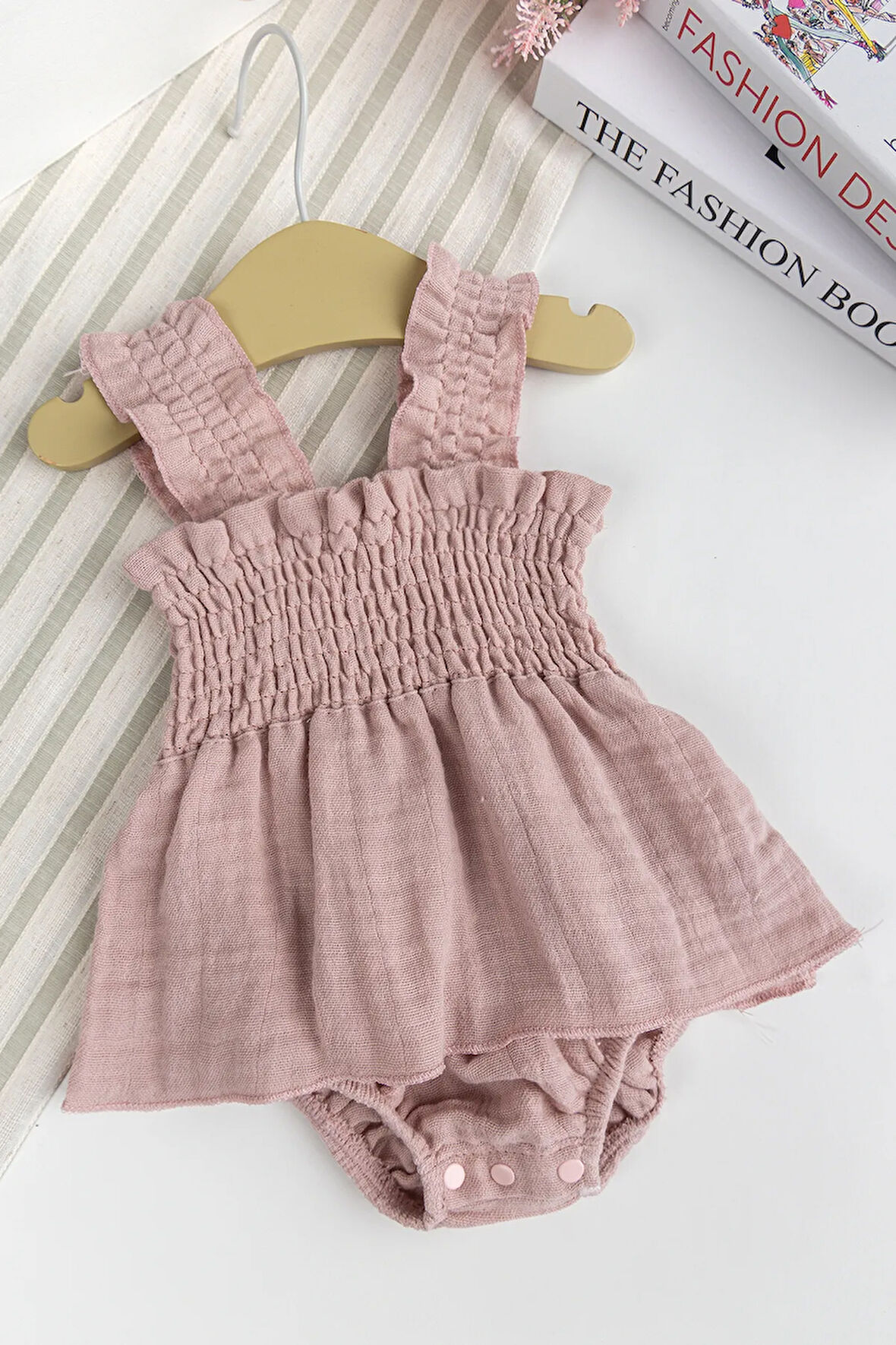  Müslin %100 Pamuk Kız Bebek Askılı Yazlık Elbise 