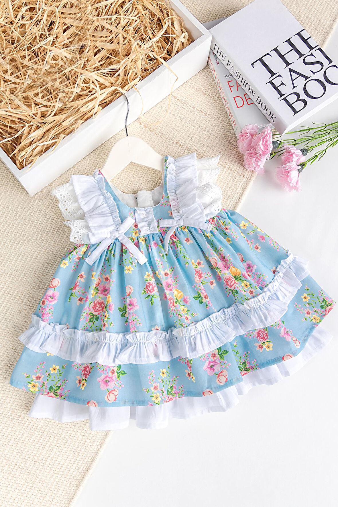 Paula Çiçekli Dogum Ğünü Özel Ğün Şık Kız Bebek  Elbise