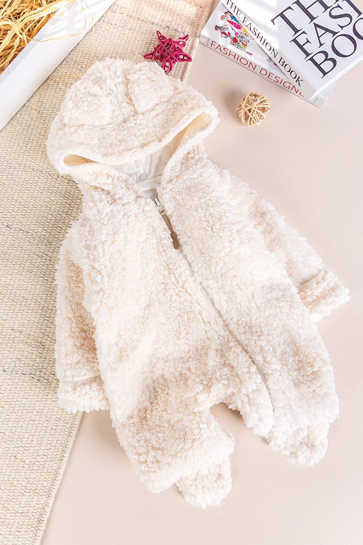 Kapüşonlu Welsoft Peluş Kışlık Kız/Erkek Bebek Tulum