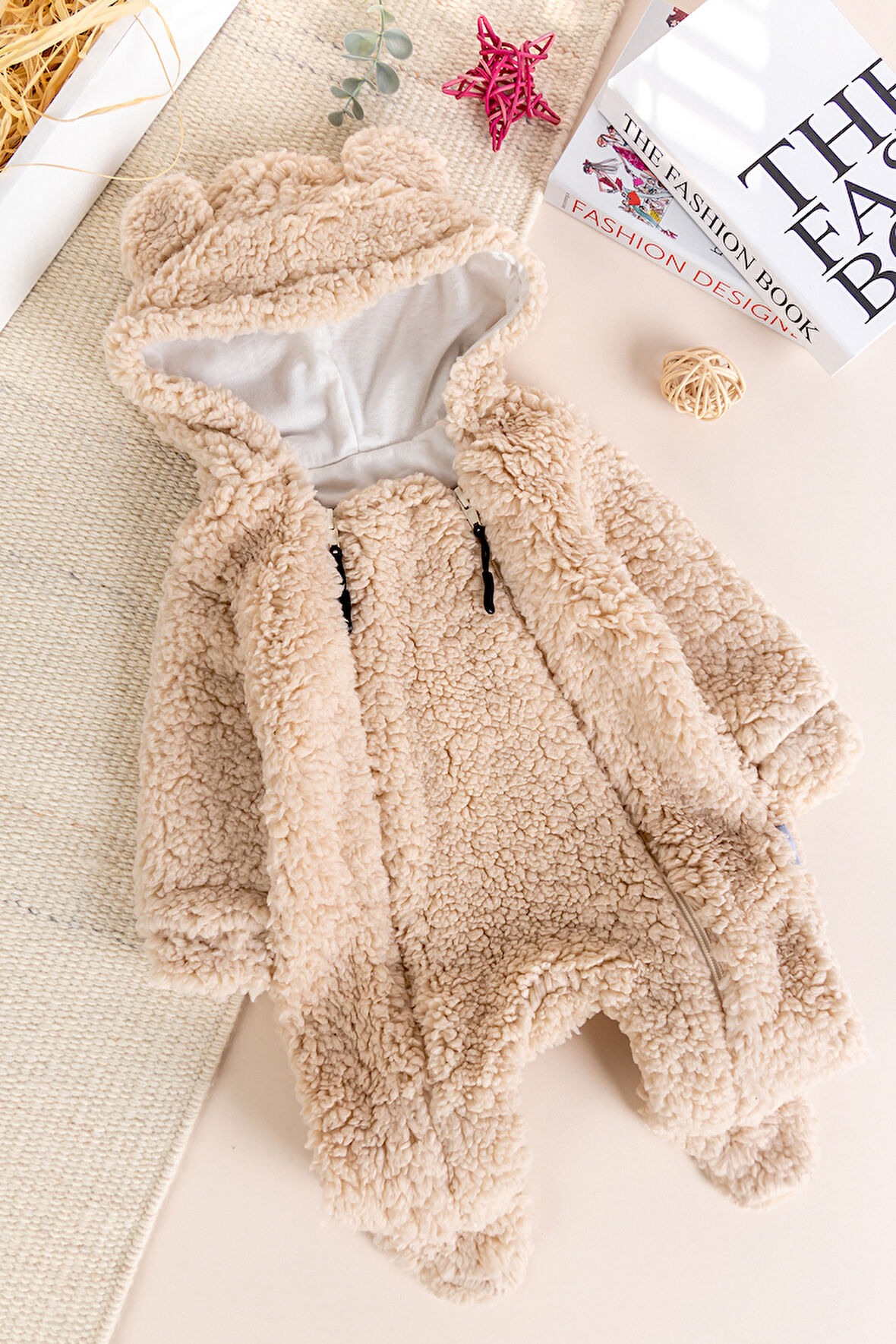 Kapüşonlu Welsoft Peluş Kışlık Kız/Erkek Bebek Tulum