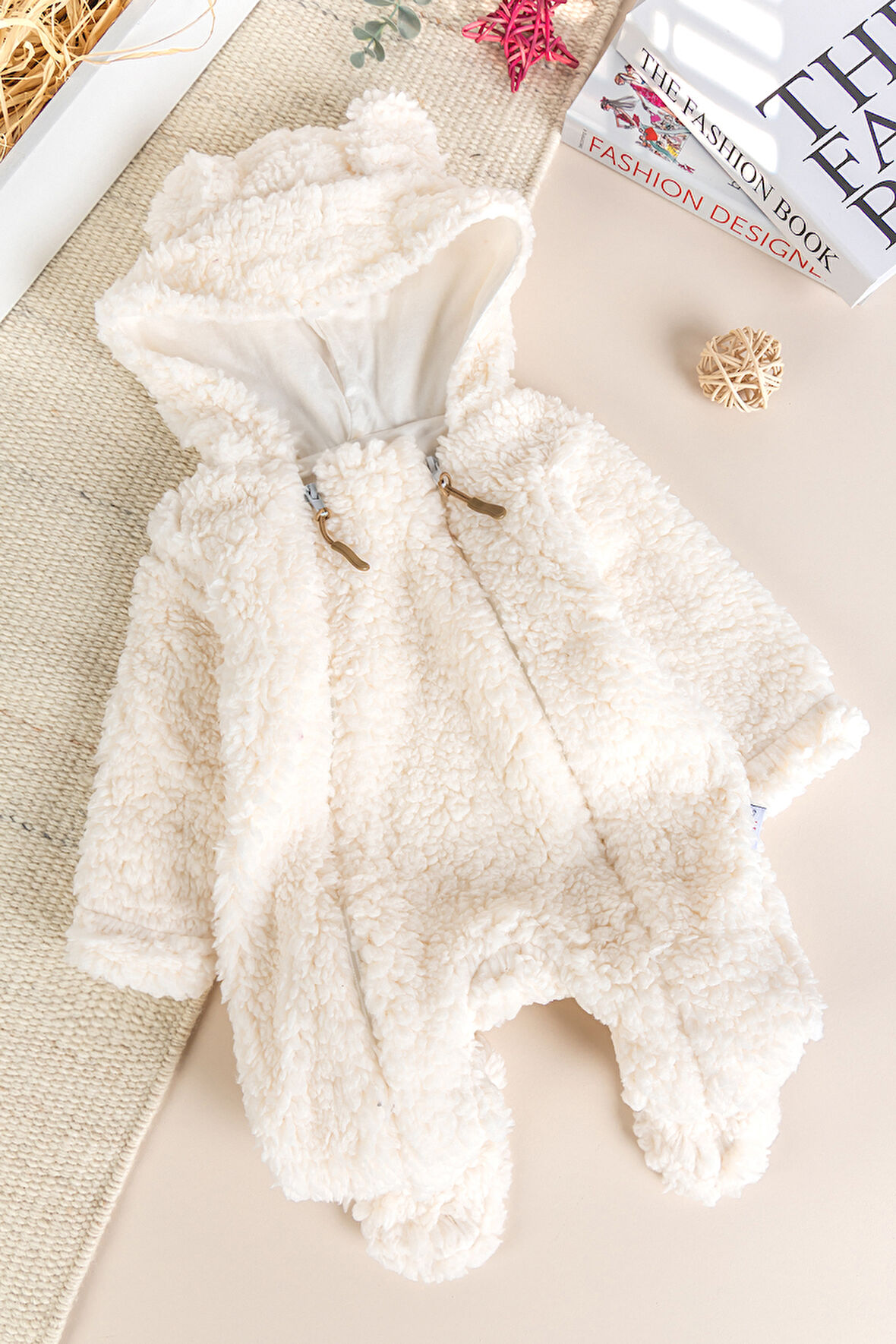 Kapüşonlu Welsoft Peluş Kışlık Kız/Erkek Bebek Tulum