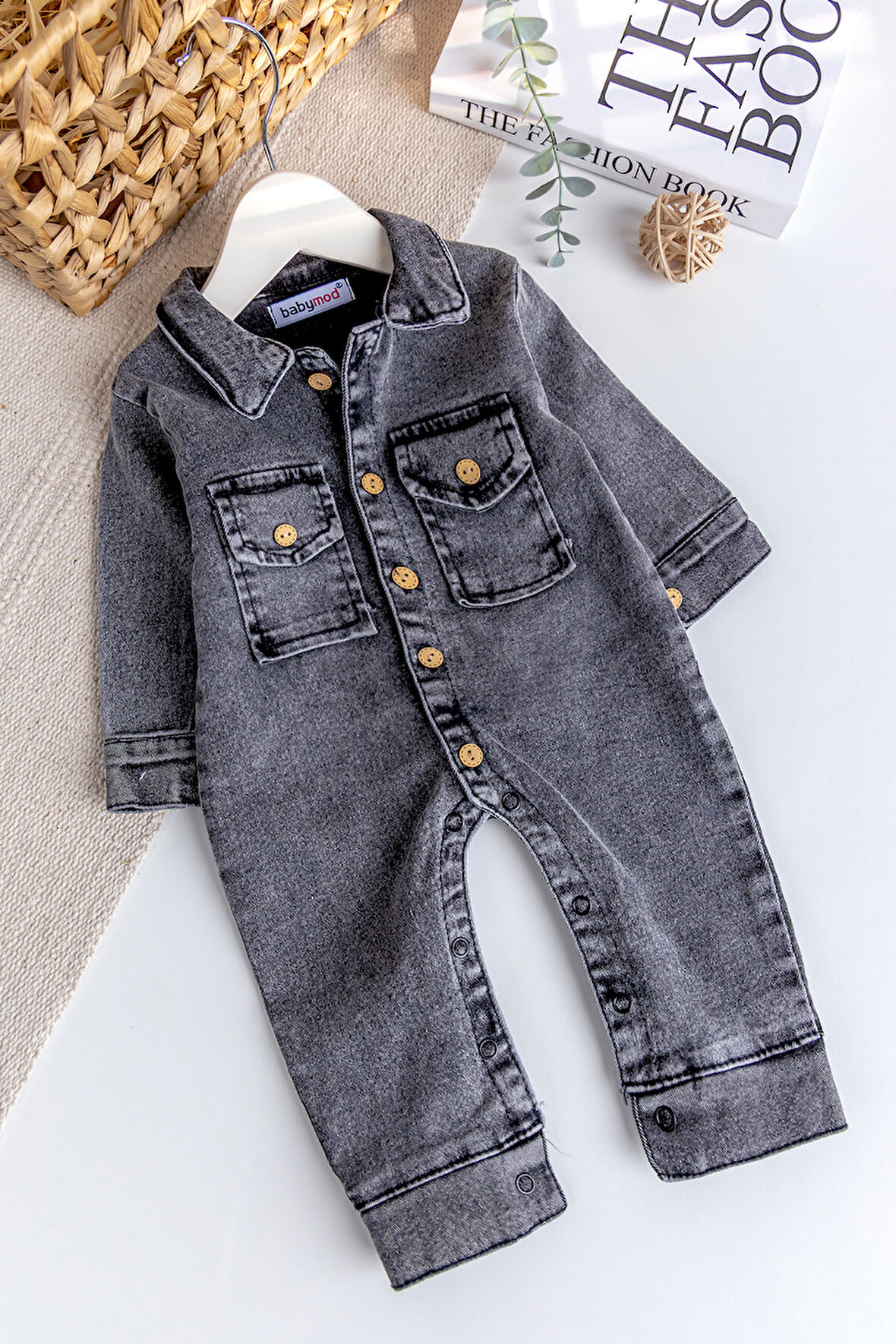 Esnek Erkek Bebek Kot Tulum 100% Cotton