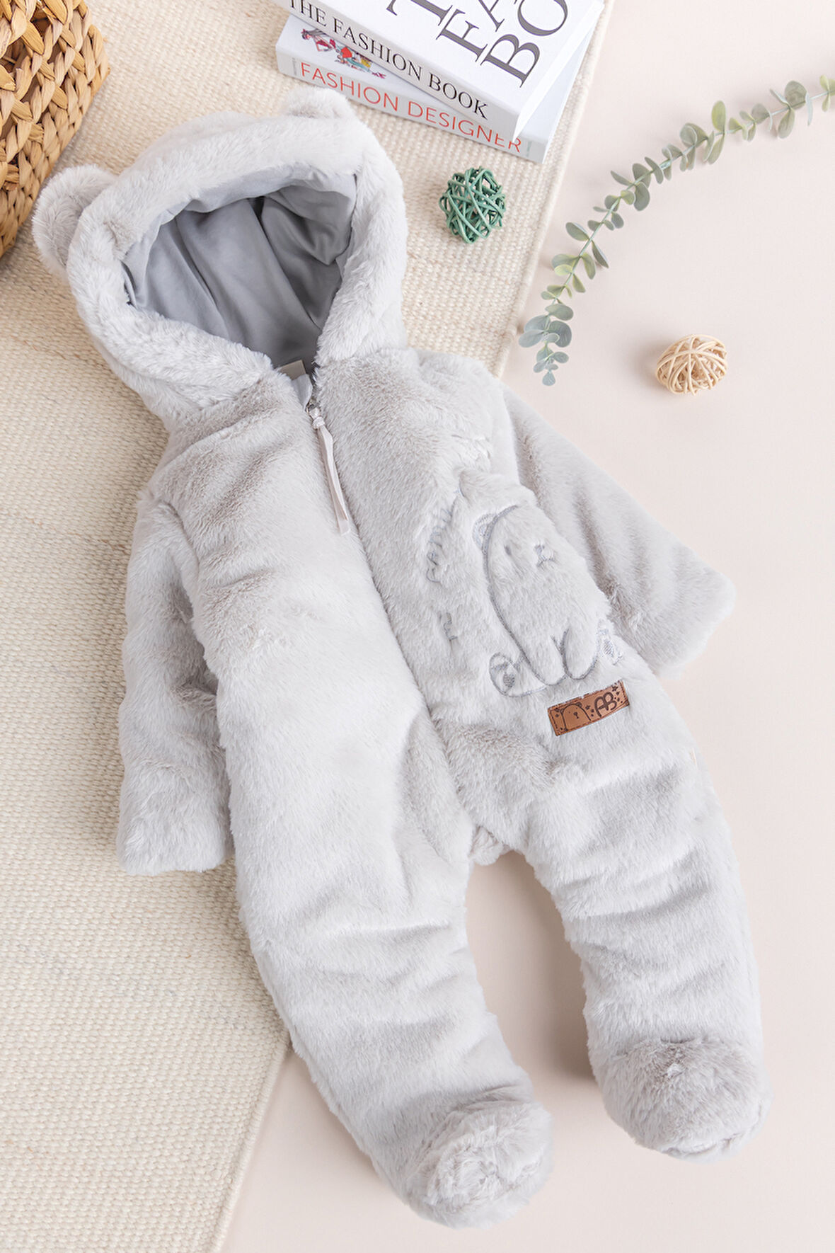 Premium Kalite Peluş  Pamuk Penye Astarlı Ayıcık Fiğürlü Kışlık Kız-Erkek Bebek Tulum