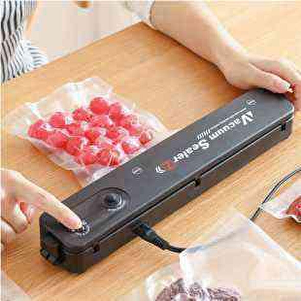 Vakum ve Mühürleme Mak.Eko, VACUUM SEALER, 20 Adet Vakum Torbası Ve 5 metre Rulo Vakum Poşeti HEDİYE