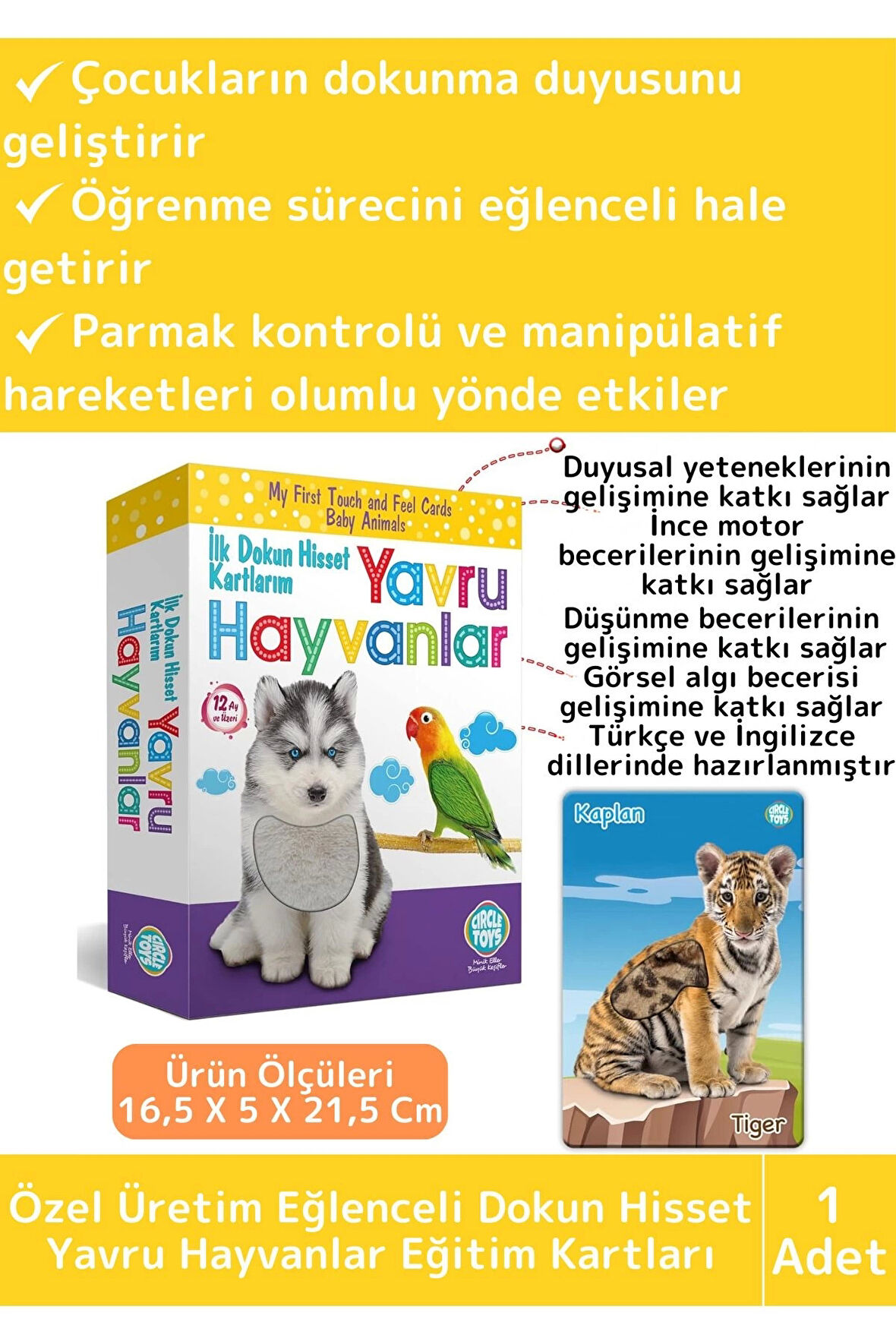Premium Eğitici Çocuk Gelişimi Eğlenceli Öğrenme Dokun Hisset Tanı Yavru Hayvanlar Eğitim Kartları