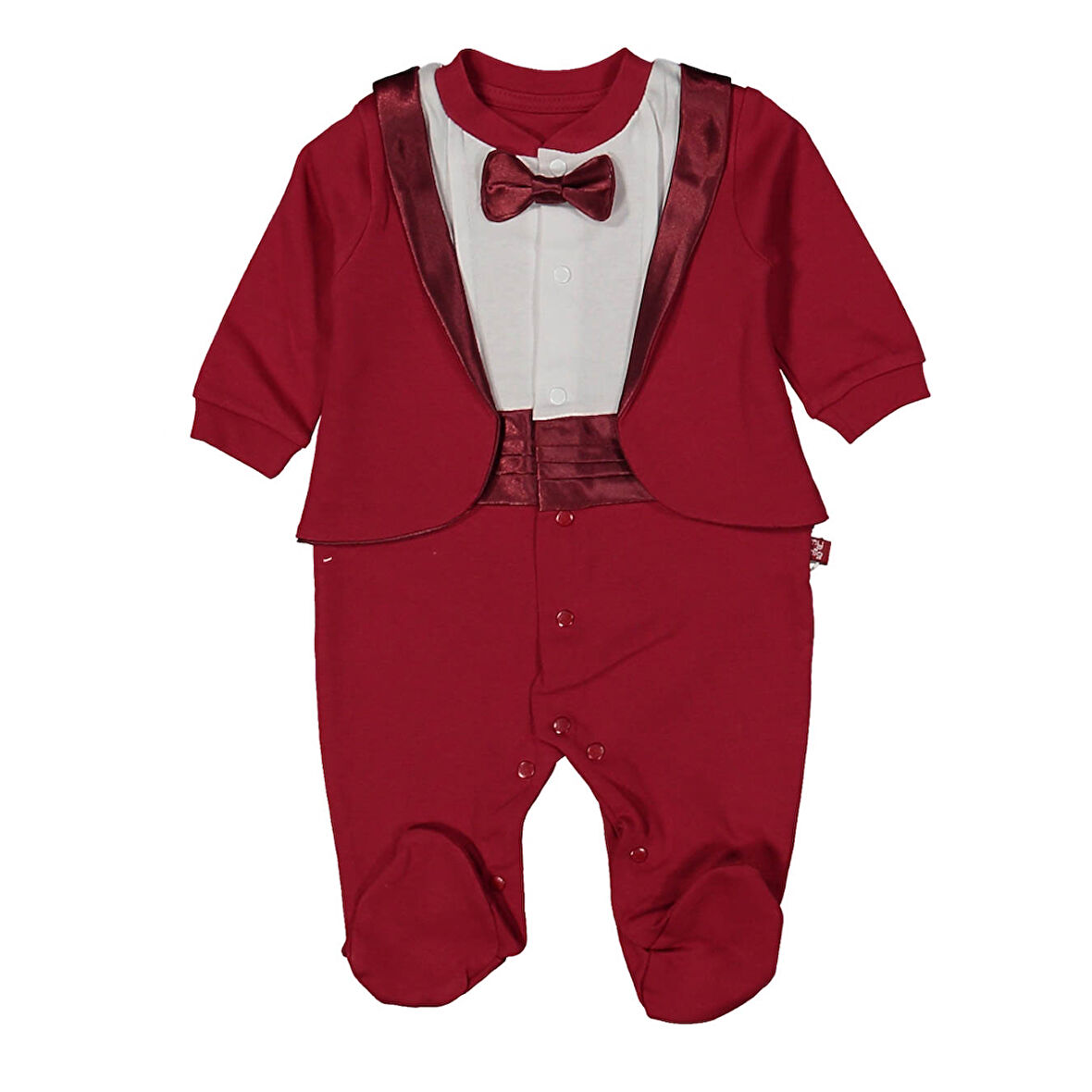 Erkek Bebek Bordo Papyonlu Smokin Ceketli Tulum