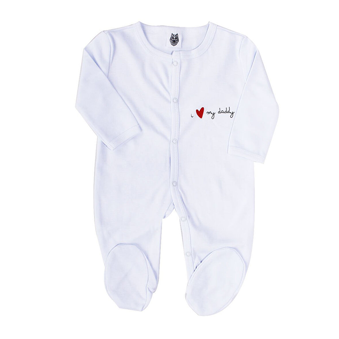 Unisex Dady Yazılı Beyaz Patikli Tulum