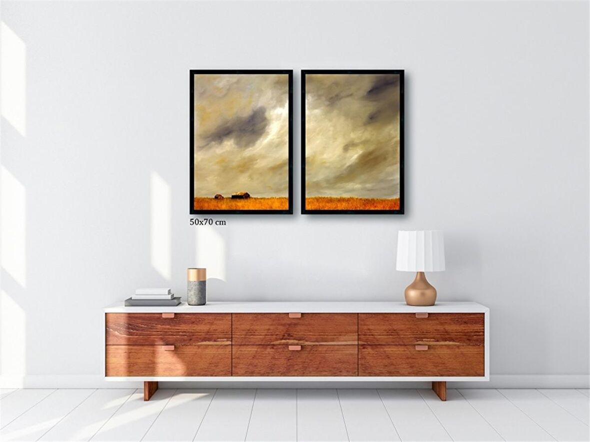 Çerçeveli Doku Efektli Tablo Seti 105x70 cm