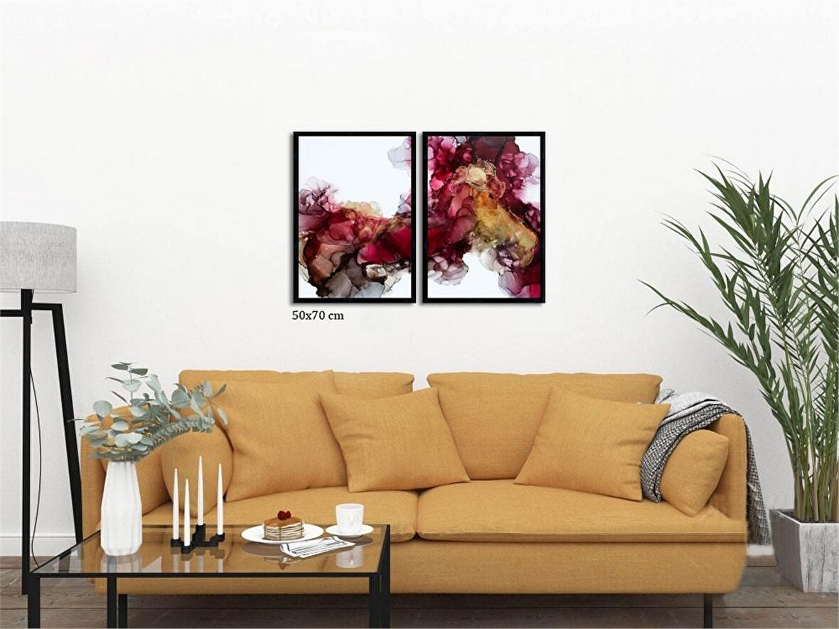 Çerçeveli Doku Efektli Tablo Seti 105x70 cm