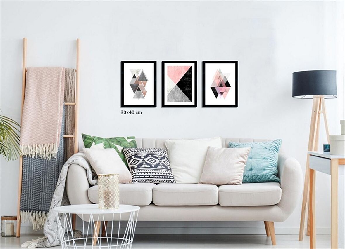 Çerçeveli Doku Efektli Tablo Seti 100x40 cm