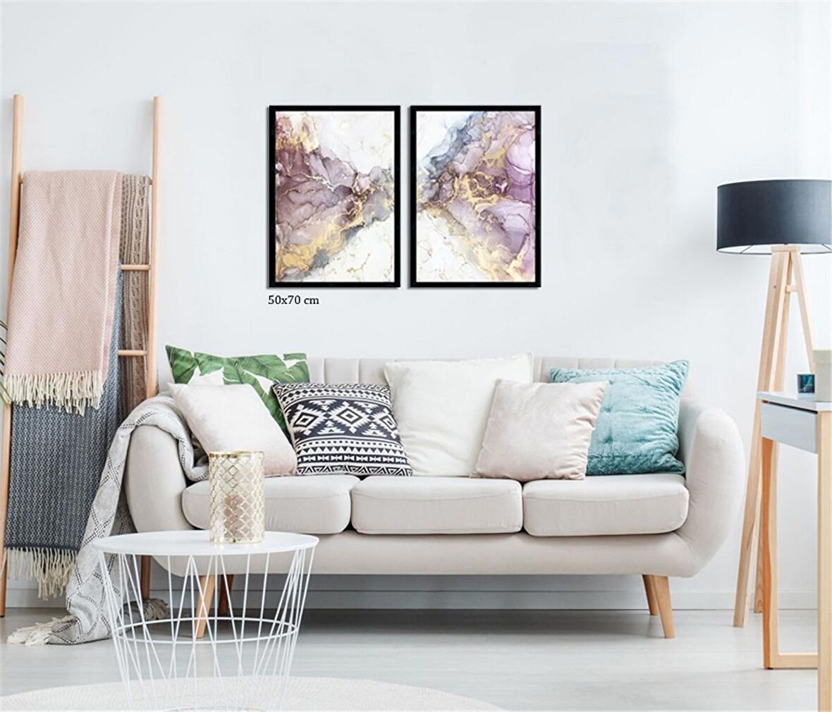 Çerçeveli Doku Efektli Tablo Seti 105x70 cm