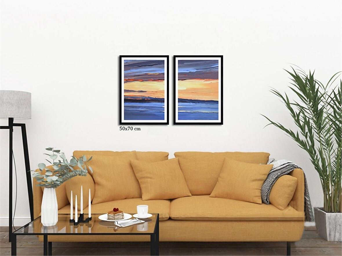 Çerçeveli Doku Efektli Tablo Seti 105x70 cm