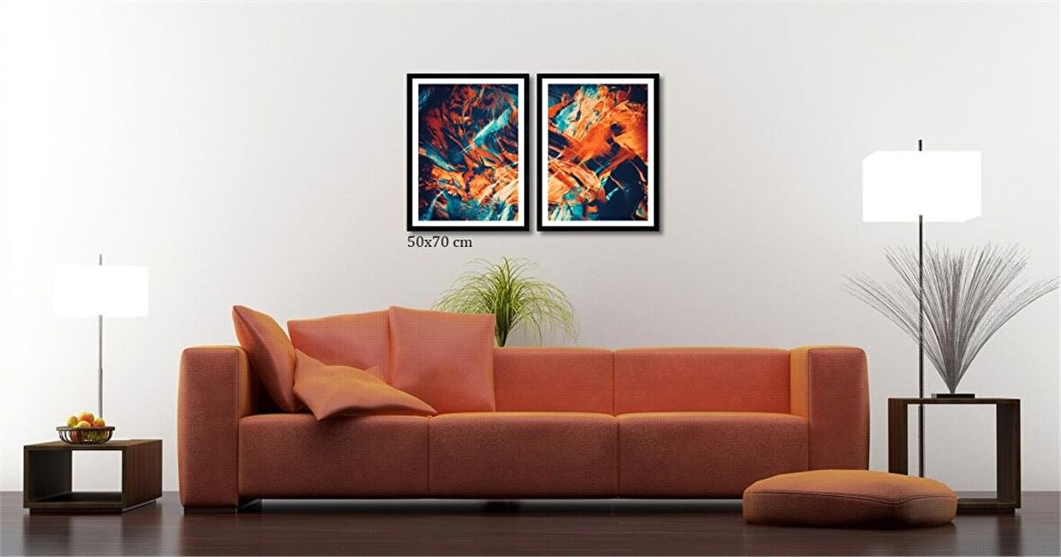 Çerçeveli Doku Efektli Tablo Seti 105x70 cm