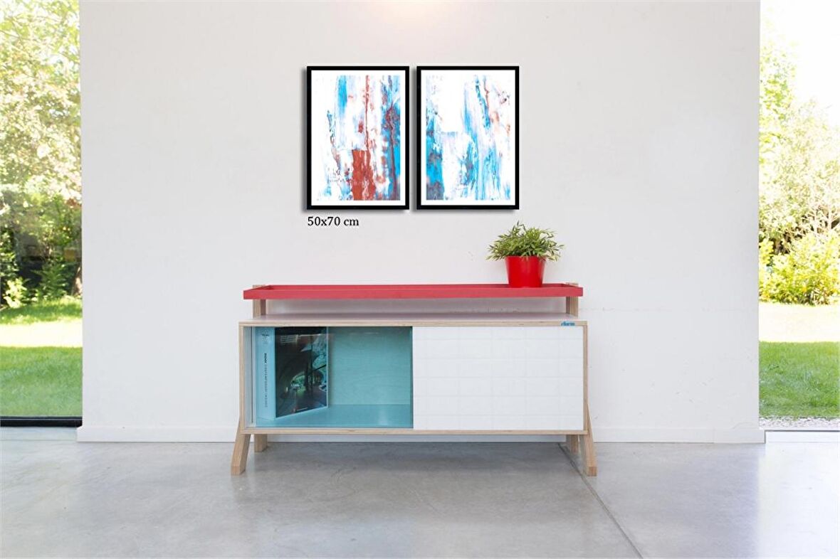 Çerçeveli Doku Efektli Tablo Seti 105x70 cm