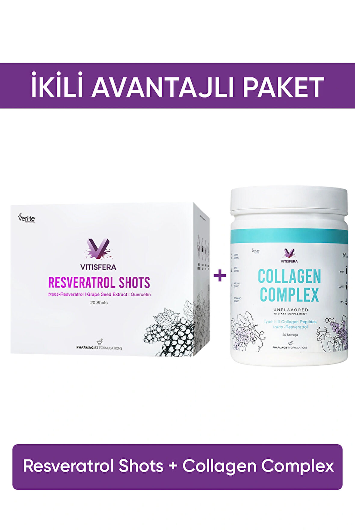 İkili Avantajlı Paket 2 (Resveratrol Shots + Collagen Complex)