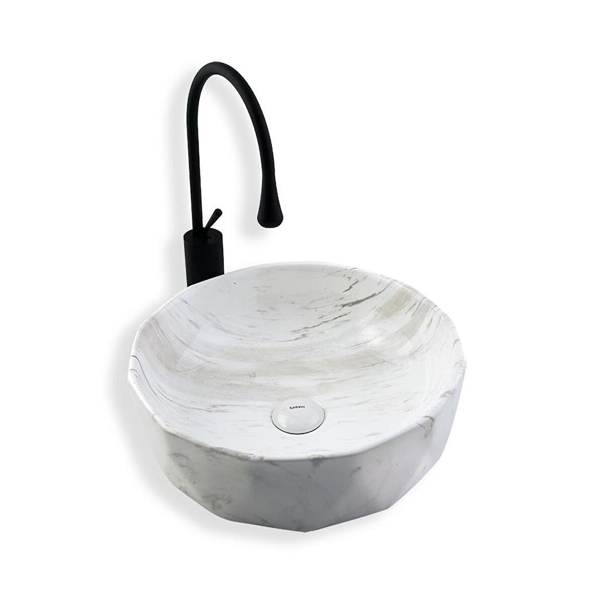 Lena Tezgah Üstü Lavabo Beyaz Mermer  E-2110M3
