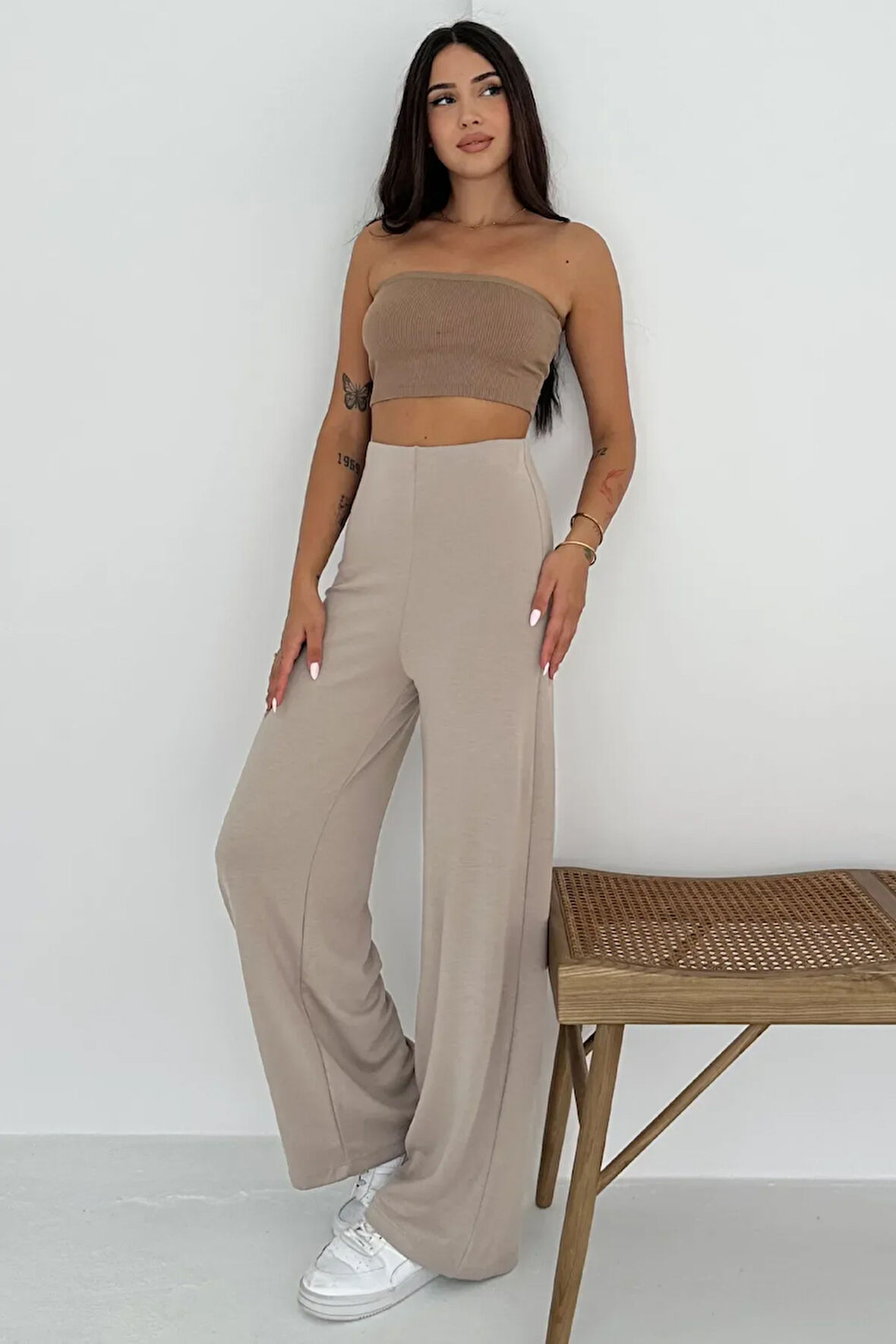 Viva Yüksek Bel Scuba Kumaş Düz Paça Taş Pantolon – Günlük Konfor ve Şıklık