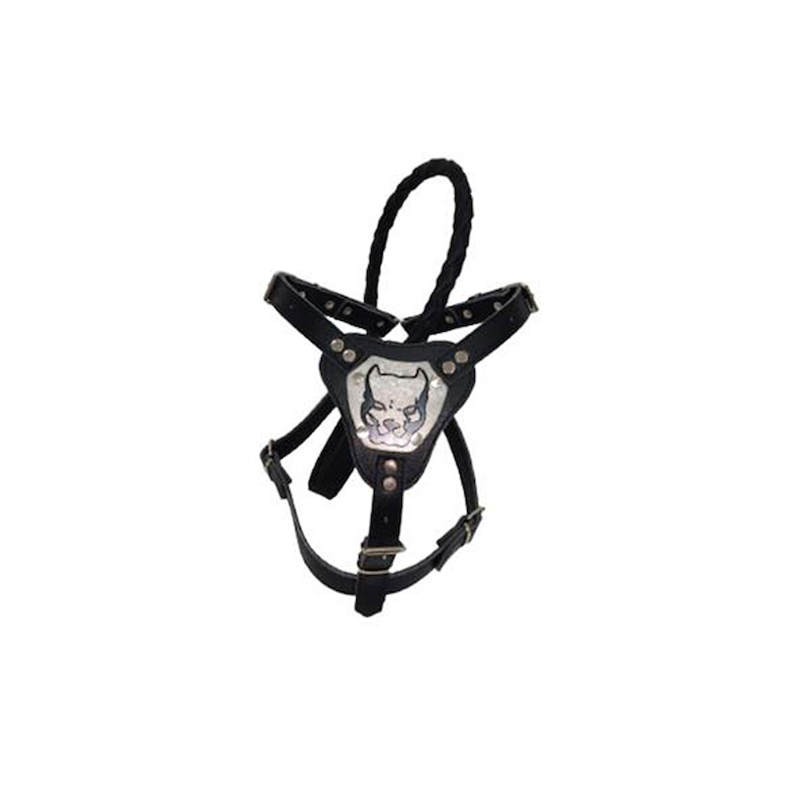 Deri Gladyatör Örgü Uzatmalı Takım Tasma Siyah