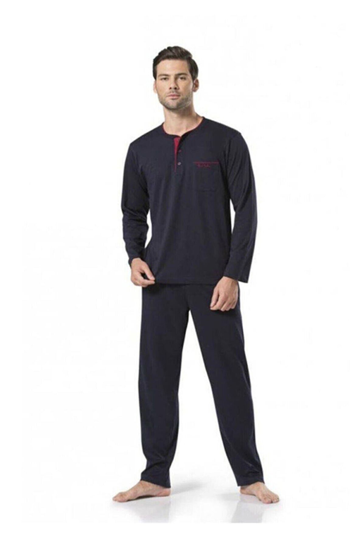 Erkek Lacivert Damat Çeyizlik Pijama Çorap Atlet Boxer Takımı 5'li Set