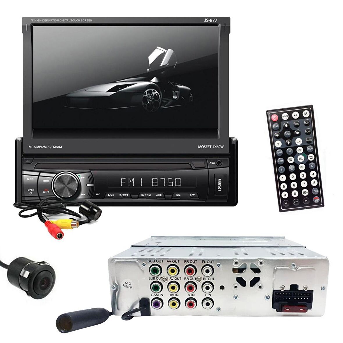 OTO TEYP INDASH 7" 4X60W MİRRORLİNK BT/USB/SD/FM/AUX KAMERALI JAMESON JS-877