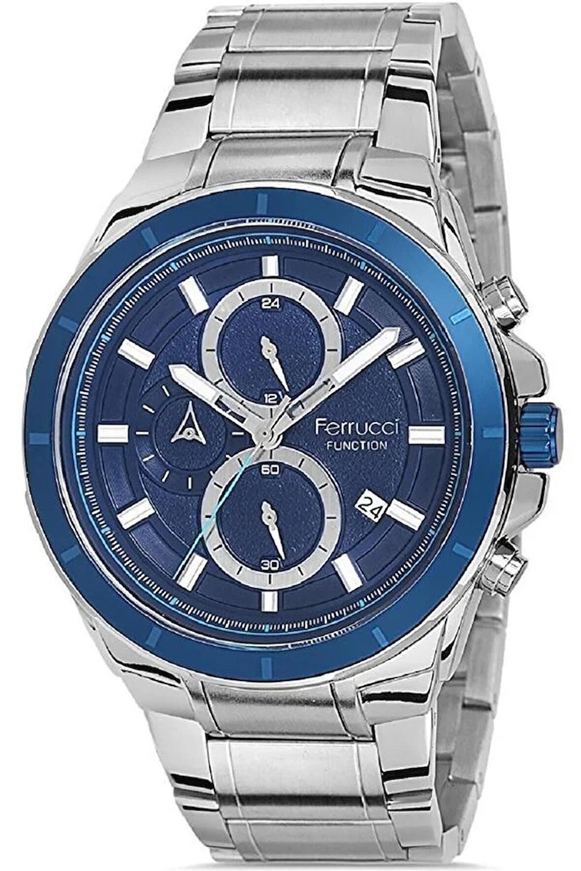 Ferrucci Çelik Kordon Gümüş Renk Multi Fonksiyonlu Takvimli Erkek Kol Saati