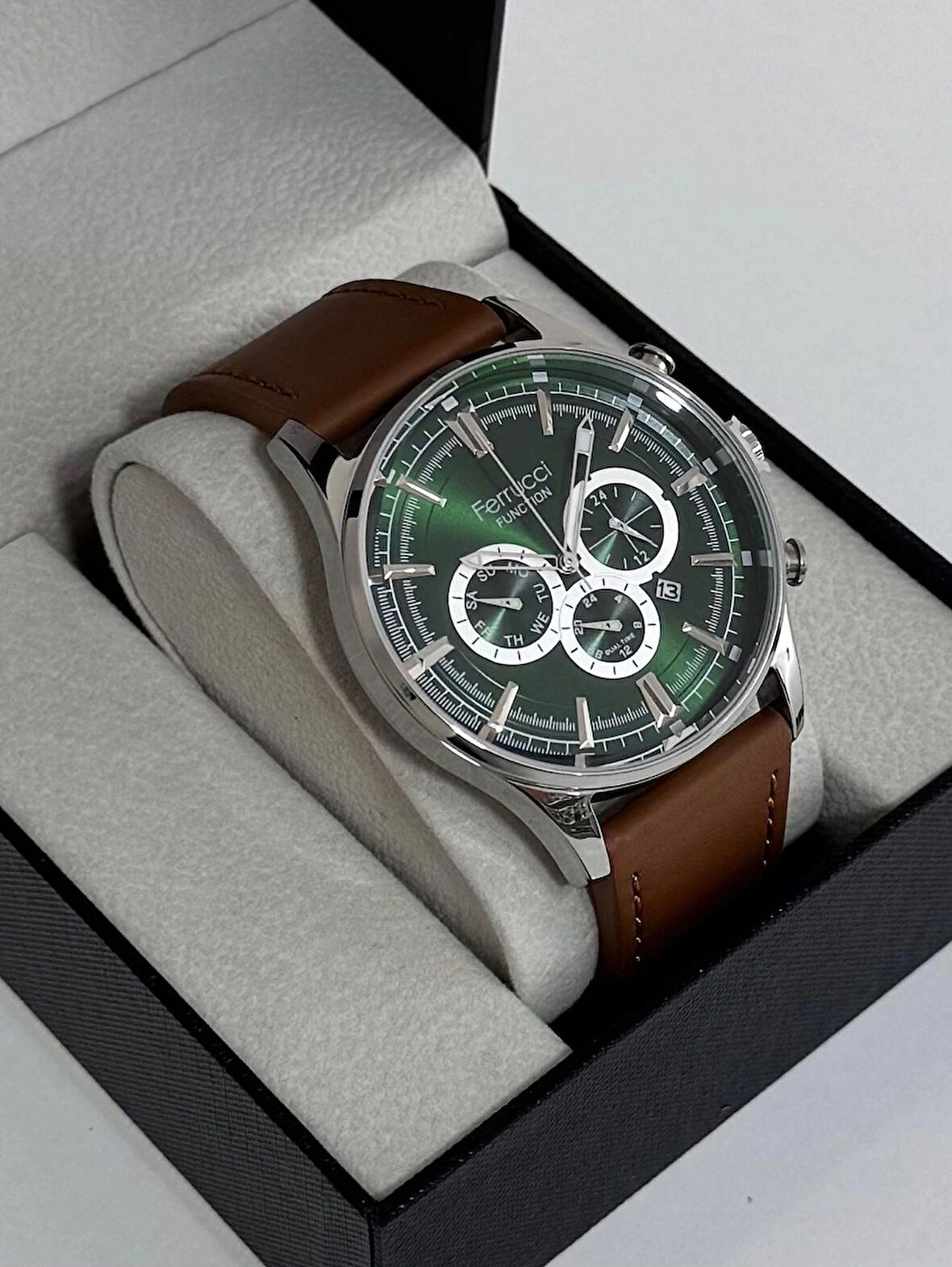 FERRUCCİ ERKEK KOL SAATİ ÇELİK KASA DAYANIKLI DERİ KORDON 30 METRE SUYA DAYANIKLI