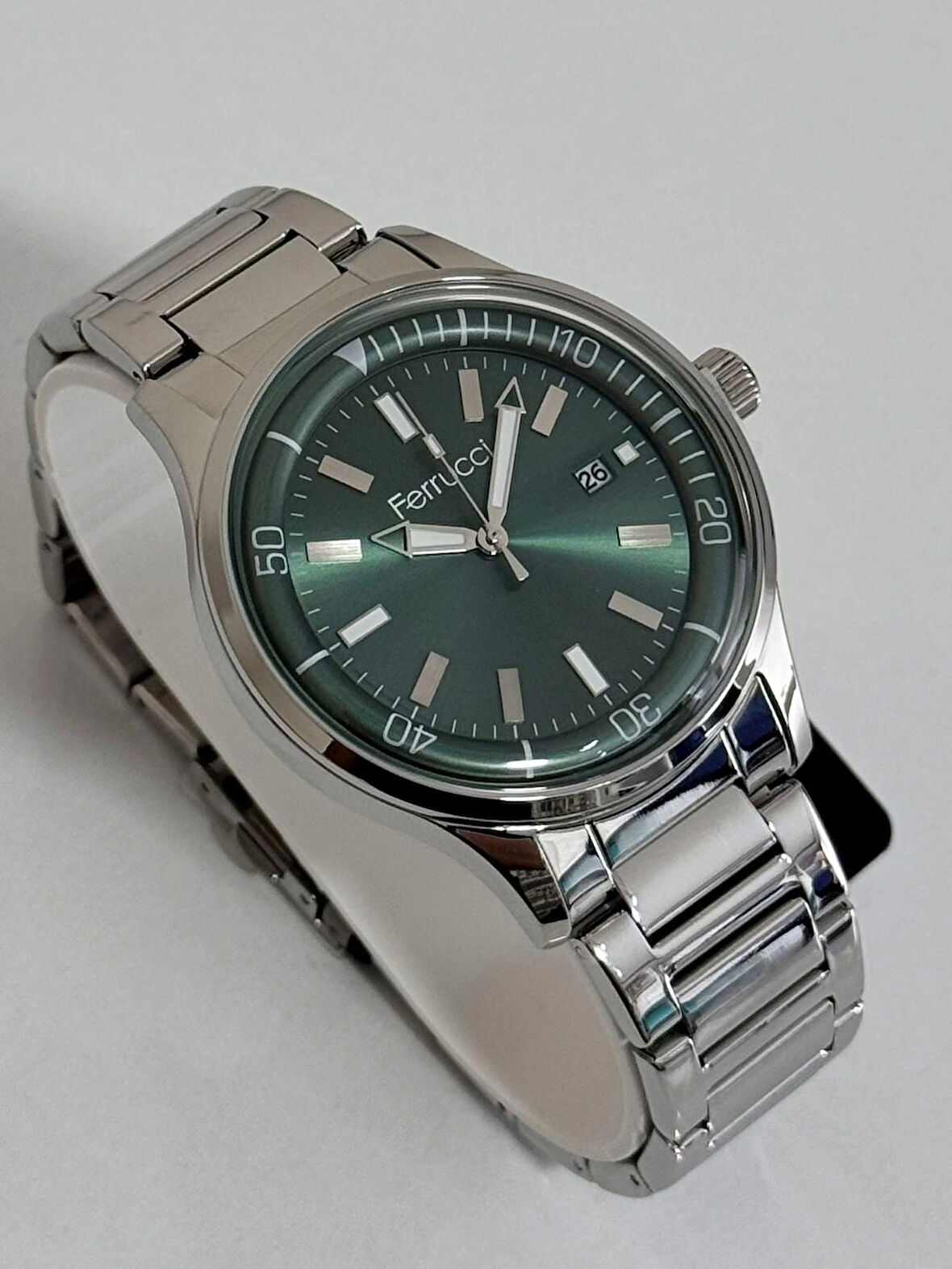 FERRUCCİ ERKEK KOL SAATİ ÇELİK KASA BOMBELİ CAM 30 METRE SUYA DAYANIKLI