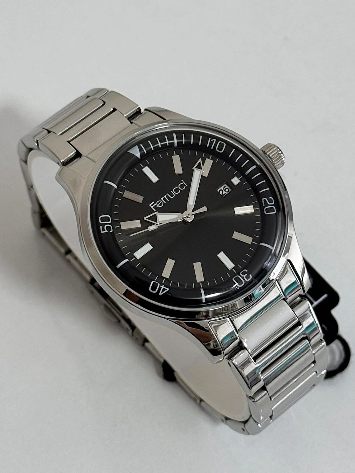 FERRUCCİ ERKEK KOL SAATİ ÇELİK KASA BOMBELİ CAM 30 METRE SUYA DAYANIKLI