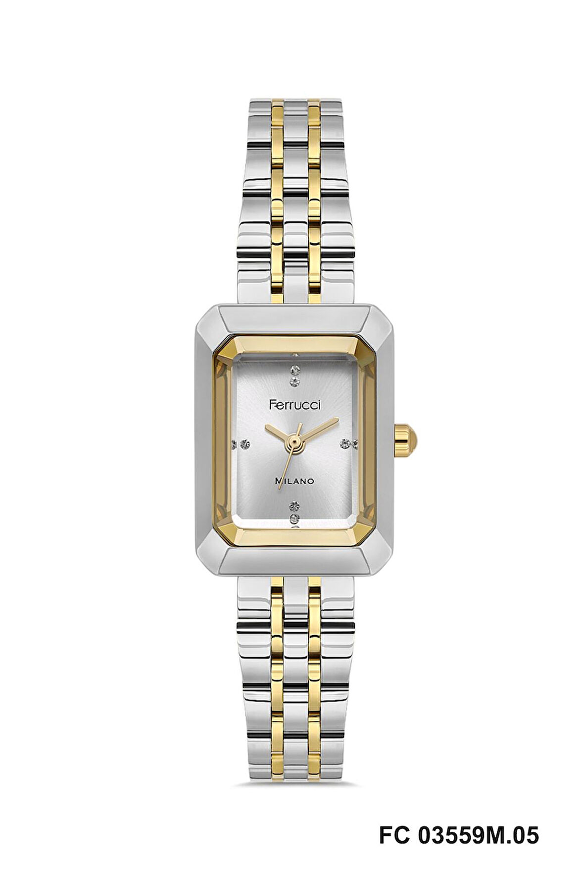 Ferrucci FC03559M.05 Gri  Gold Köşeli 20 mm Kadın Kol Saati