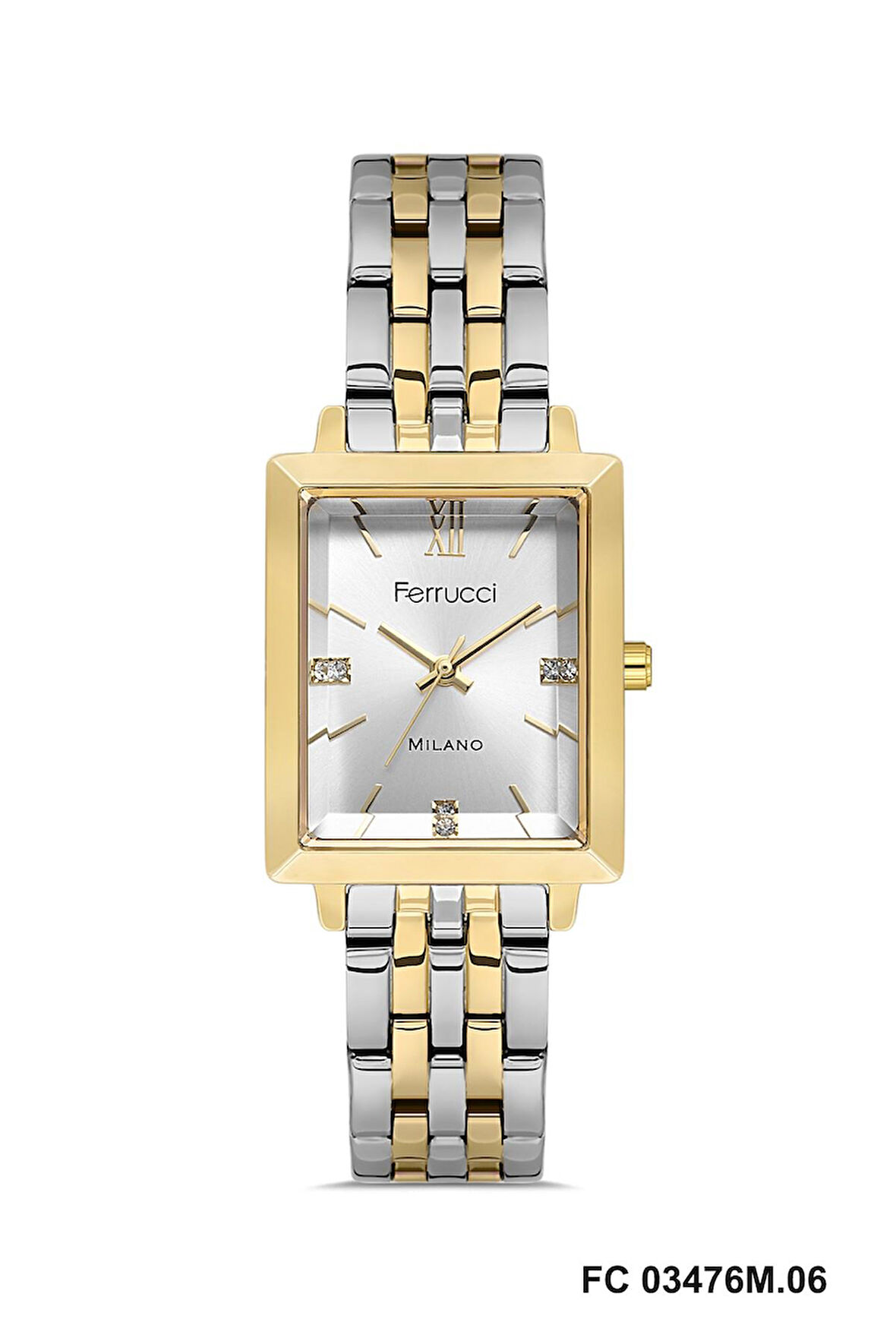 Ferrucci FC 03476M.06  Gri Gold Köşeli 25 mm Kadın Kol Saati
