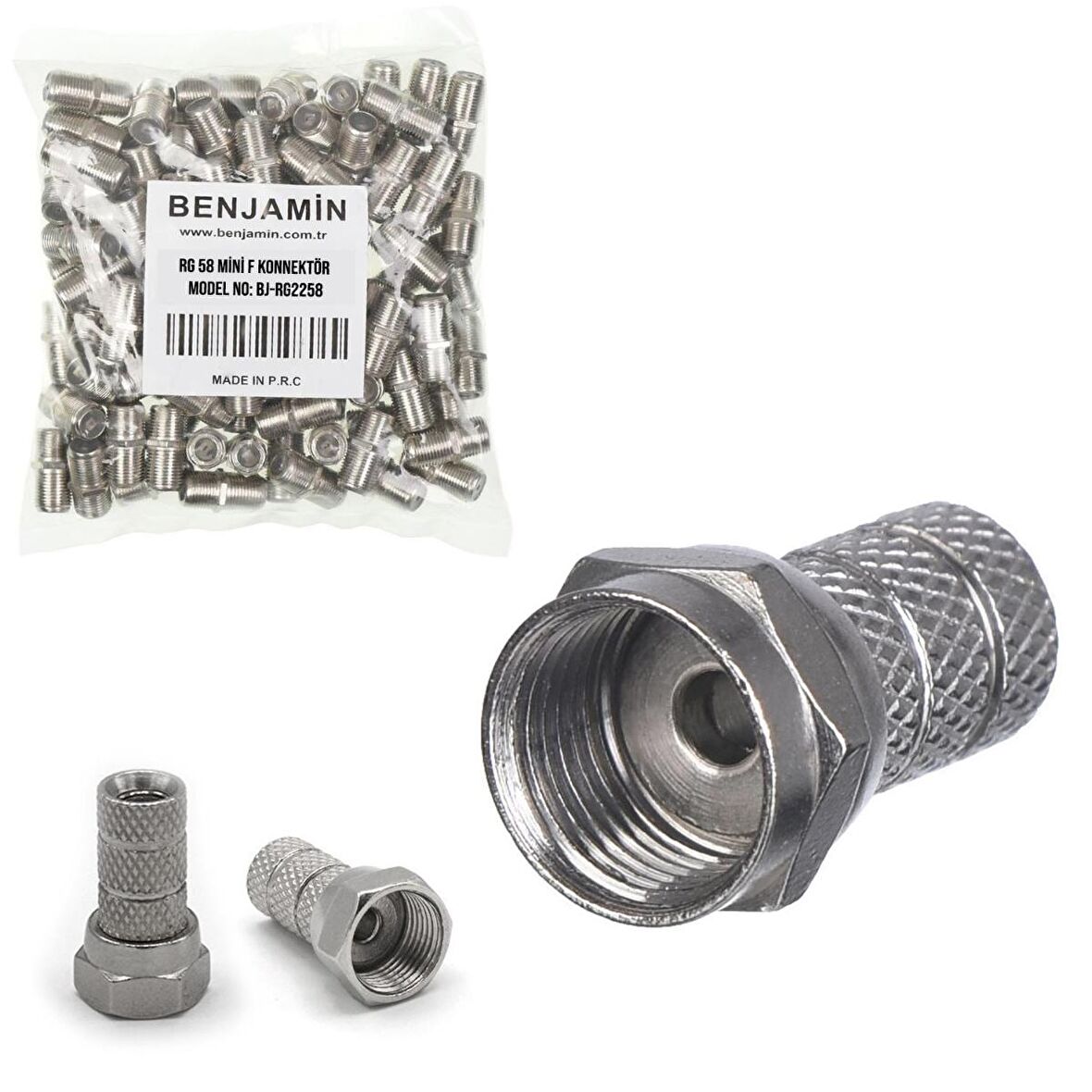 F KONNEKTÖR DAR MİNİ RG58 1.KALİTE (100 ADET) BENJAMİN BJ-RG2258