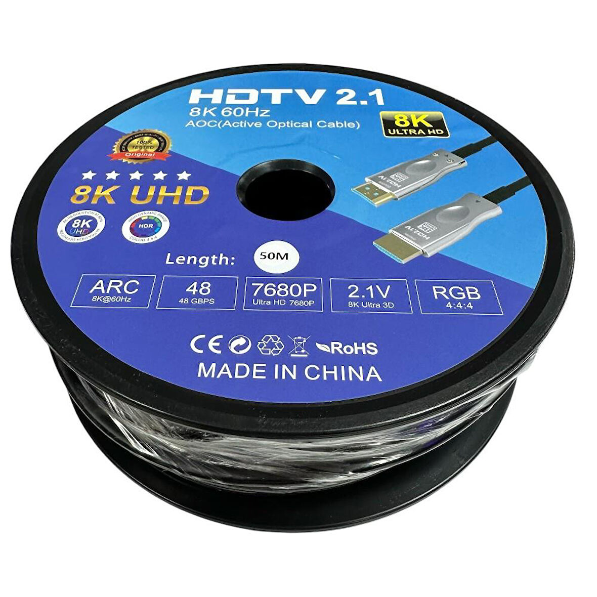 Fully 50metre 8K 60Hz AOC Fiber Optik HDMI Kablo 2.1v 7680x4320