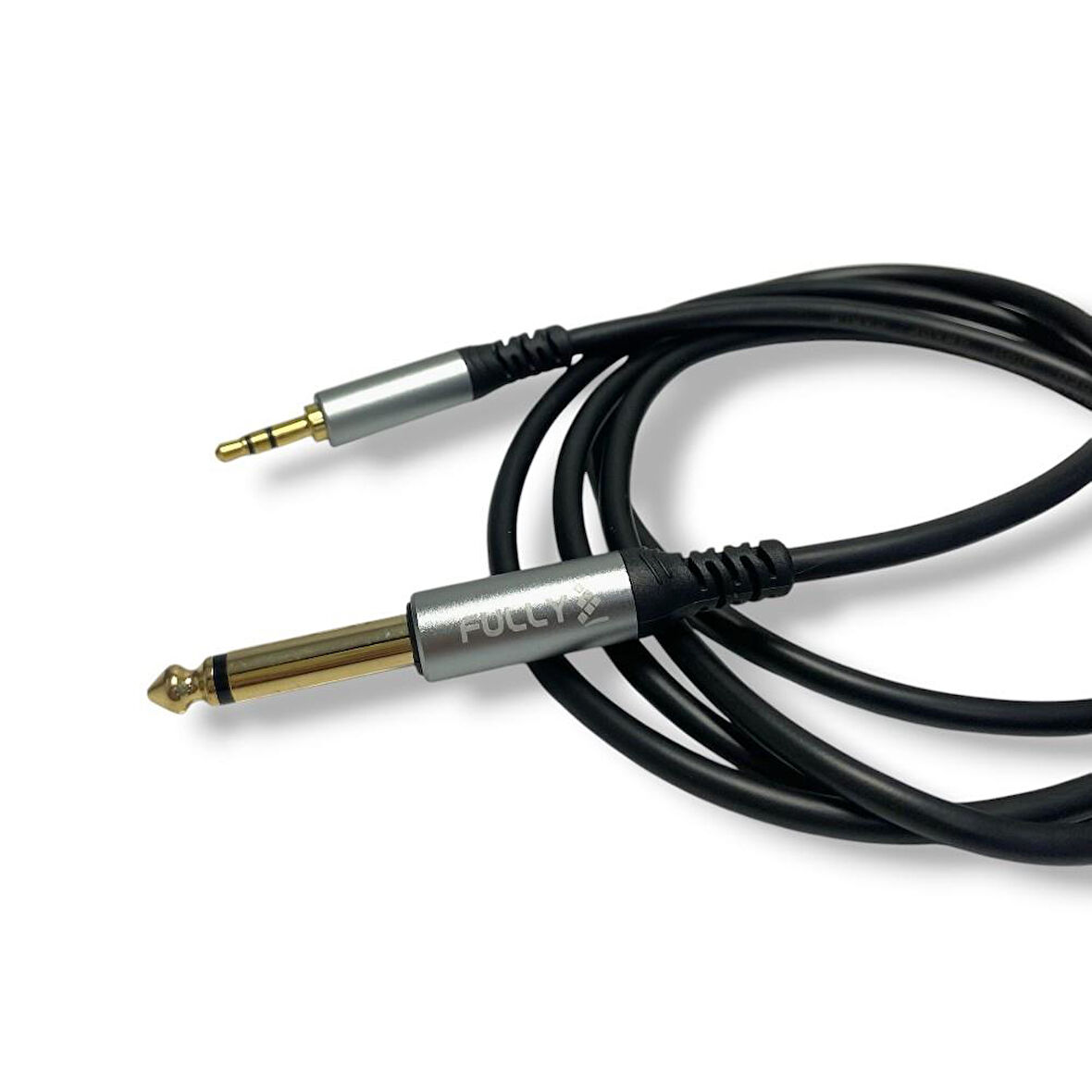FULLY 1.5metre 6.3mm Mono - 3.5mm Stereo Kablo - Siyah