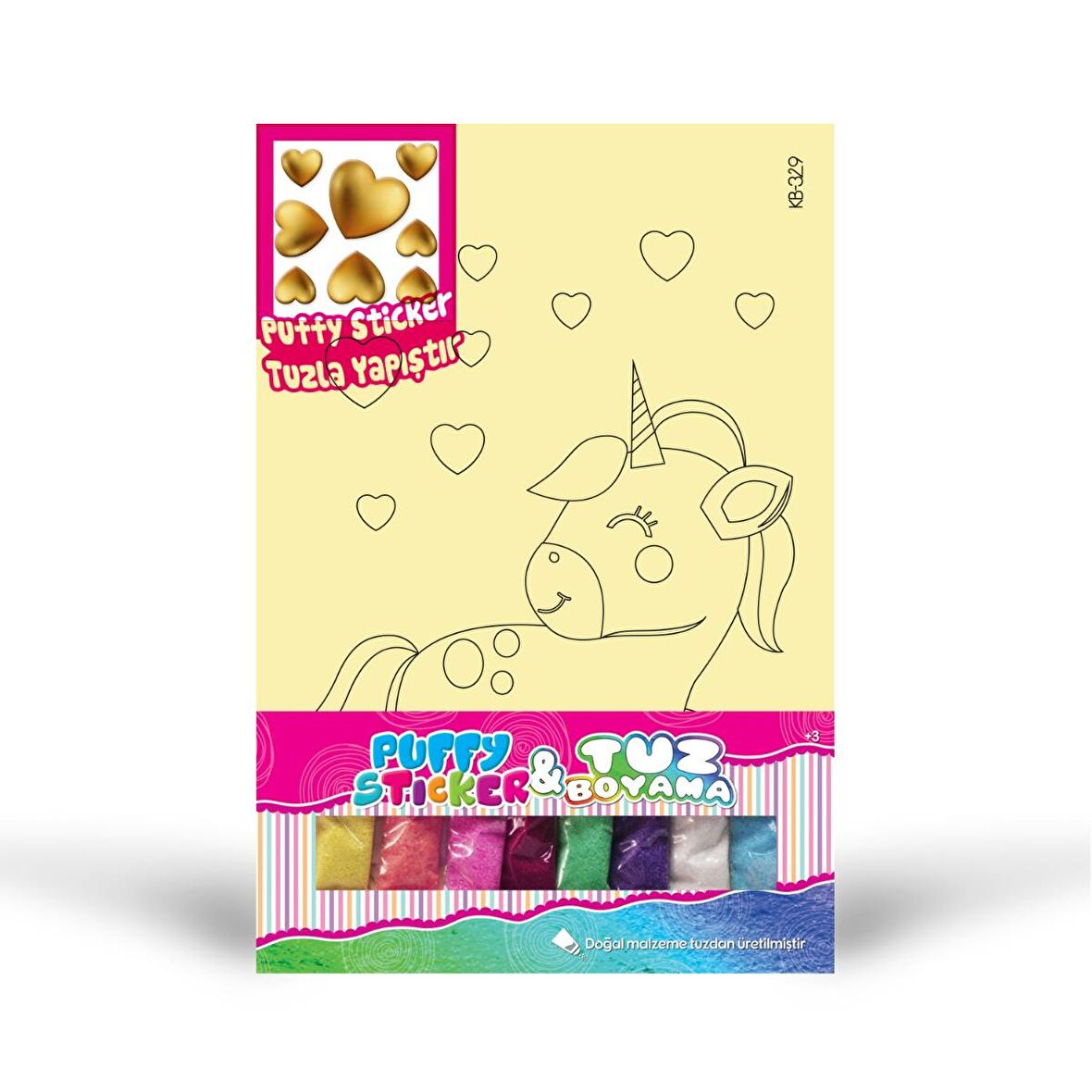 KB-329 Unicorn & Kalp Puffy Tuz Boyama Oyunu, Eğitici Aktivite, Kum Boyama Oyunu