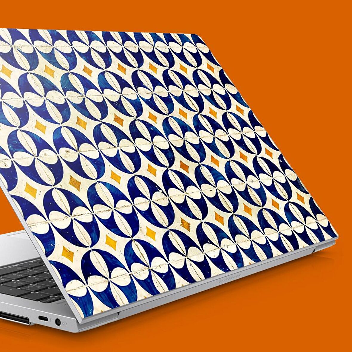Mavi Sarı Çini Karo Notebook Sticker, Laptop sticker,, Hp Sticker, Asus Sticker, 15.6 inç Sticker