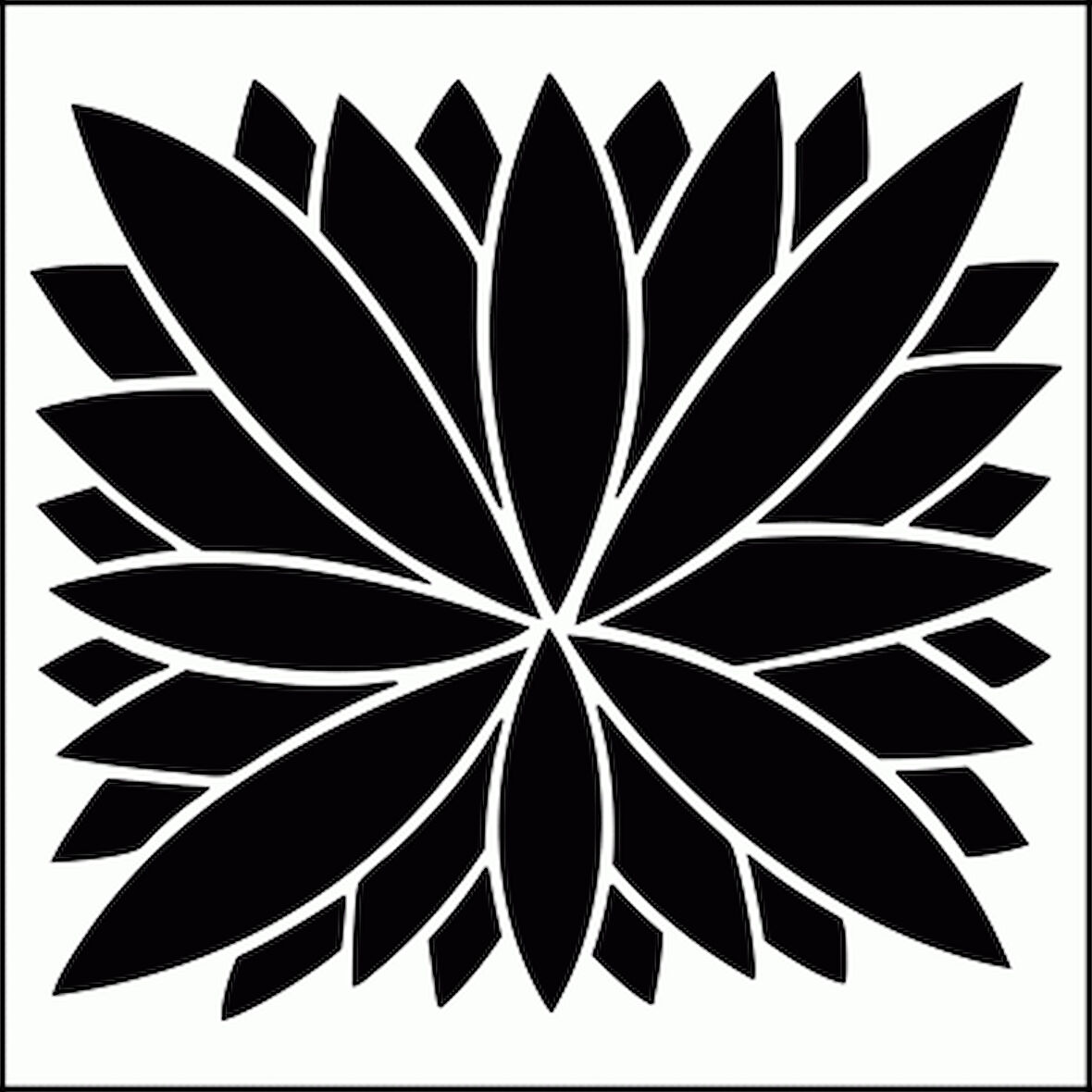 Yaprak Motif 2 Stencil Boyama şablonu 30x30 cm, Duvar Stencil, Fayans Stencil, Mobilya Stencil