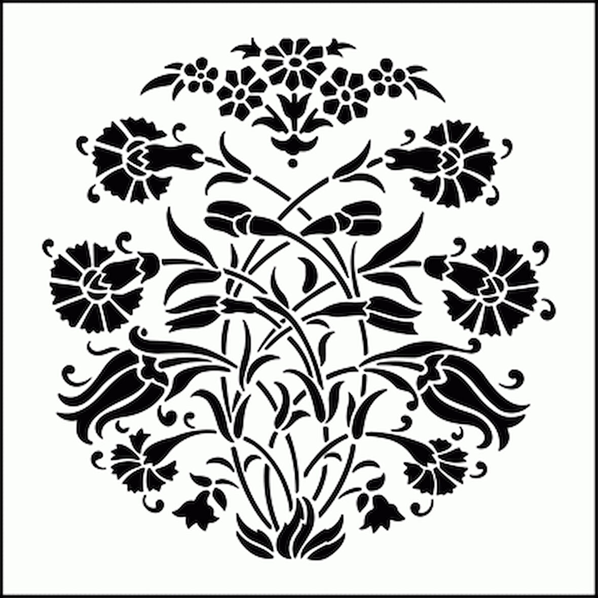 Yuvarlak Çini Stencil Boyama şablonu 30x30 cm, Duvar Stencil, Fayans Stencil, Mobilya Stencil