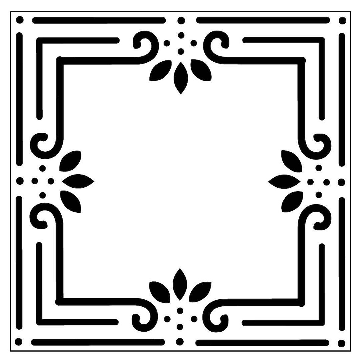 Çerçeve Karo Stencil Boyama şablonu 30x30 cm, Duvar Stencil, Fayans Stencil, Mobilya Stencil