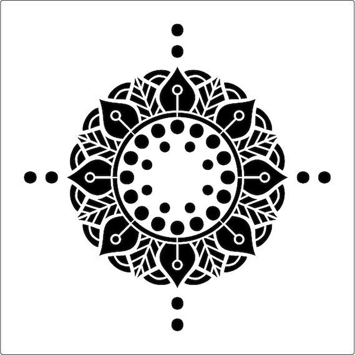 Mandala 9 Stencil Boyama şablonu 30x30 cm, Duvar Stencil, Fayans Stencil, Mobilya Stencil