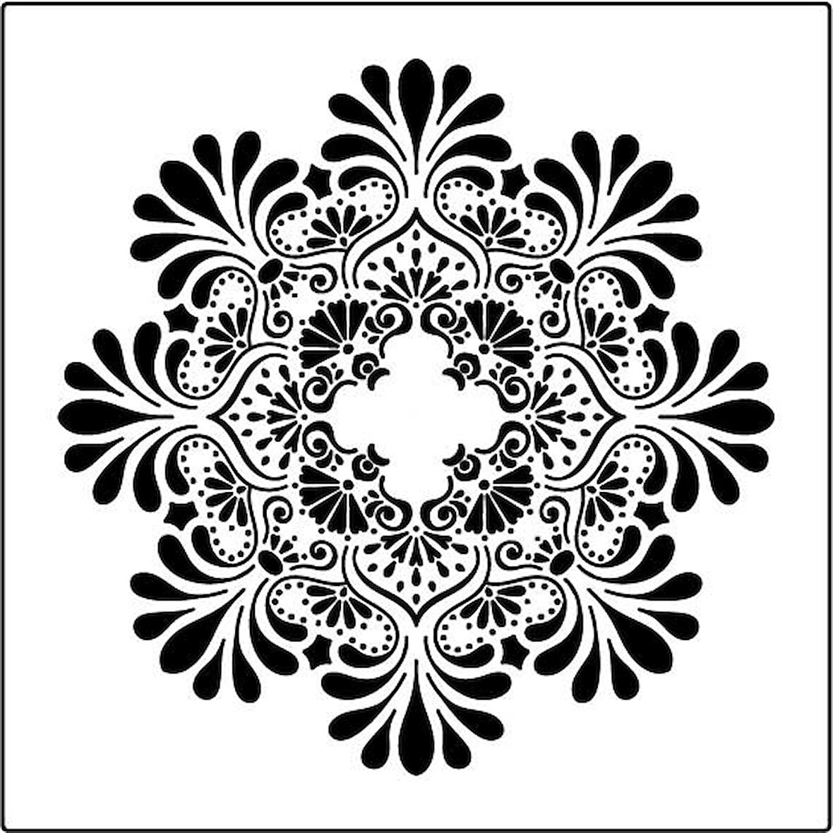 Mandala 13 Stencil Boyama şablonu 30x30 cm, Duvar Stencil, Fayans Stencil, Mobilya Stencil