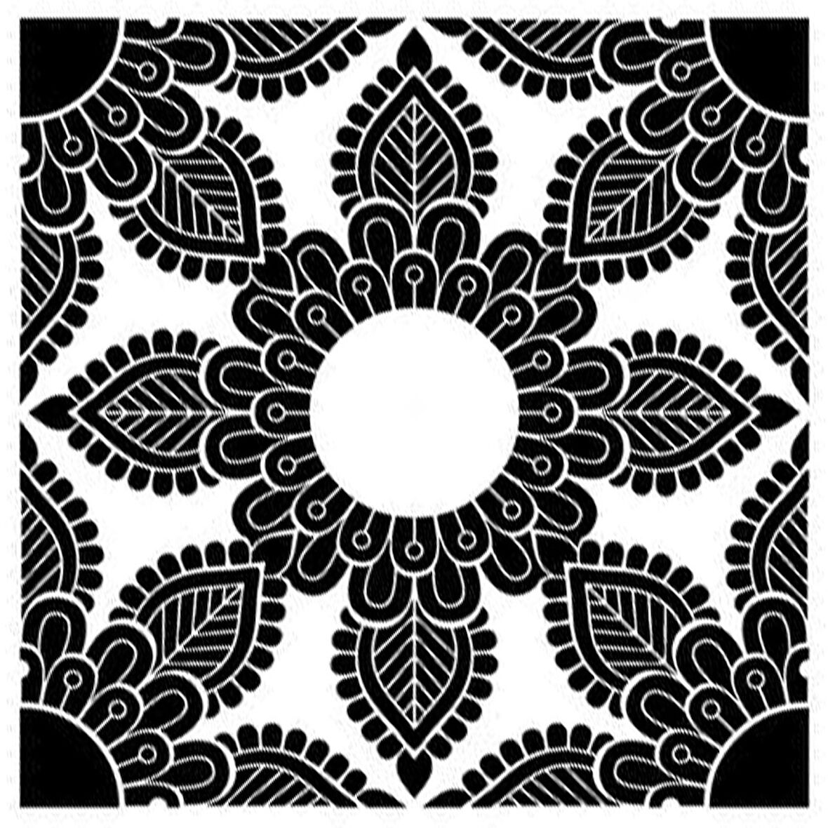Geometrik Mandala Stencil Boyama şablonu 30x30cm,Duvar Stencil, Fayans Stencil, Mobilya Stencil