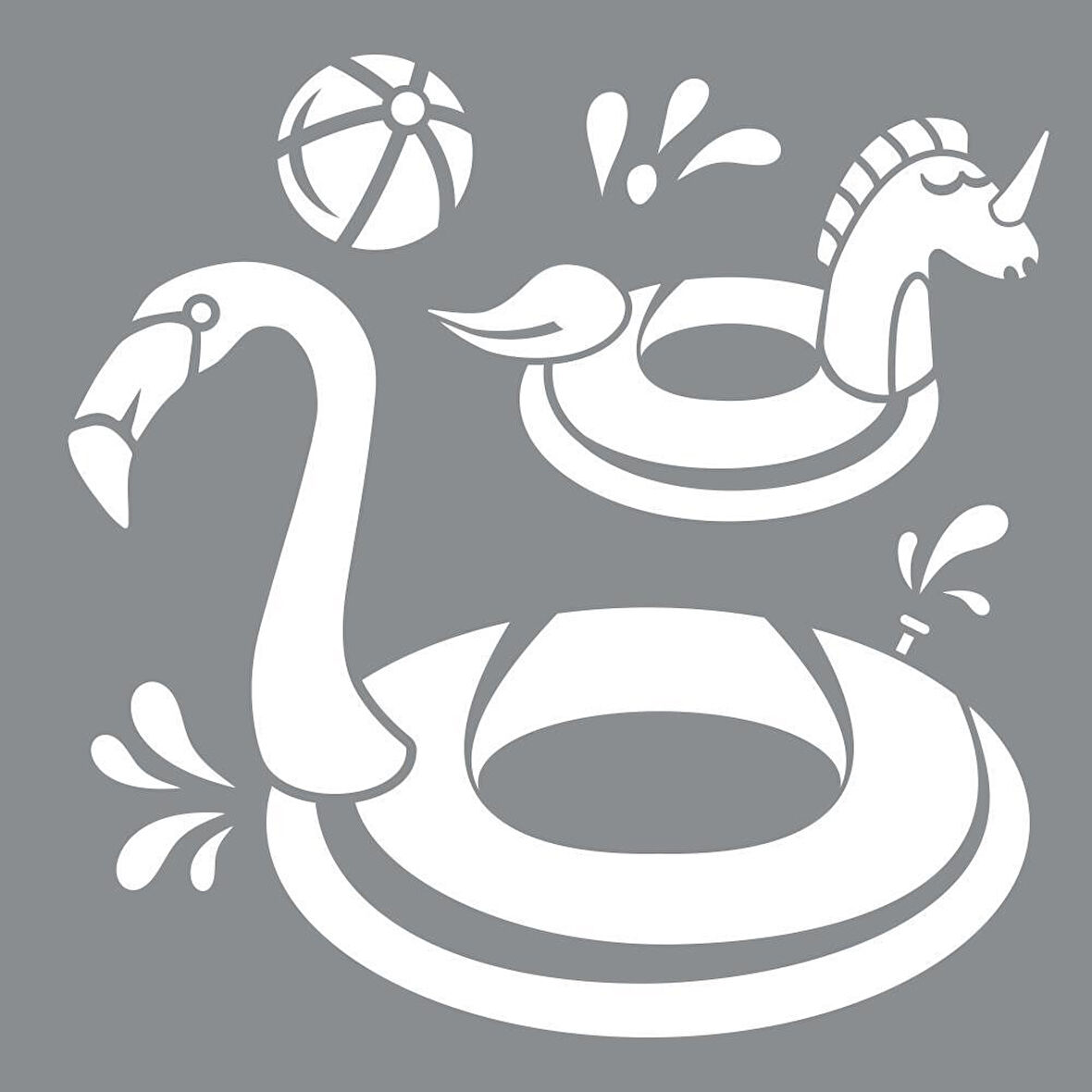 Şişme Flamingo Stencil Boyama şablonu 30x30 cm, Duvar Stencil, Fayans Stencil, Mobilya Stencil